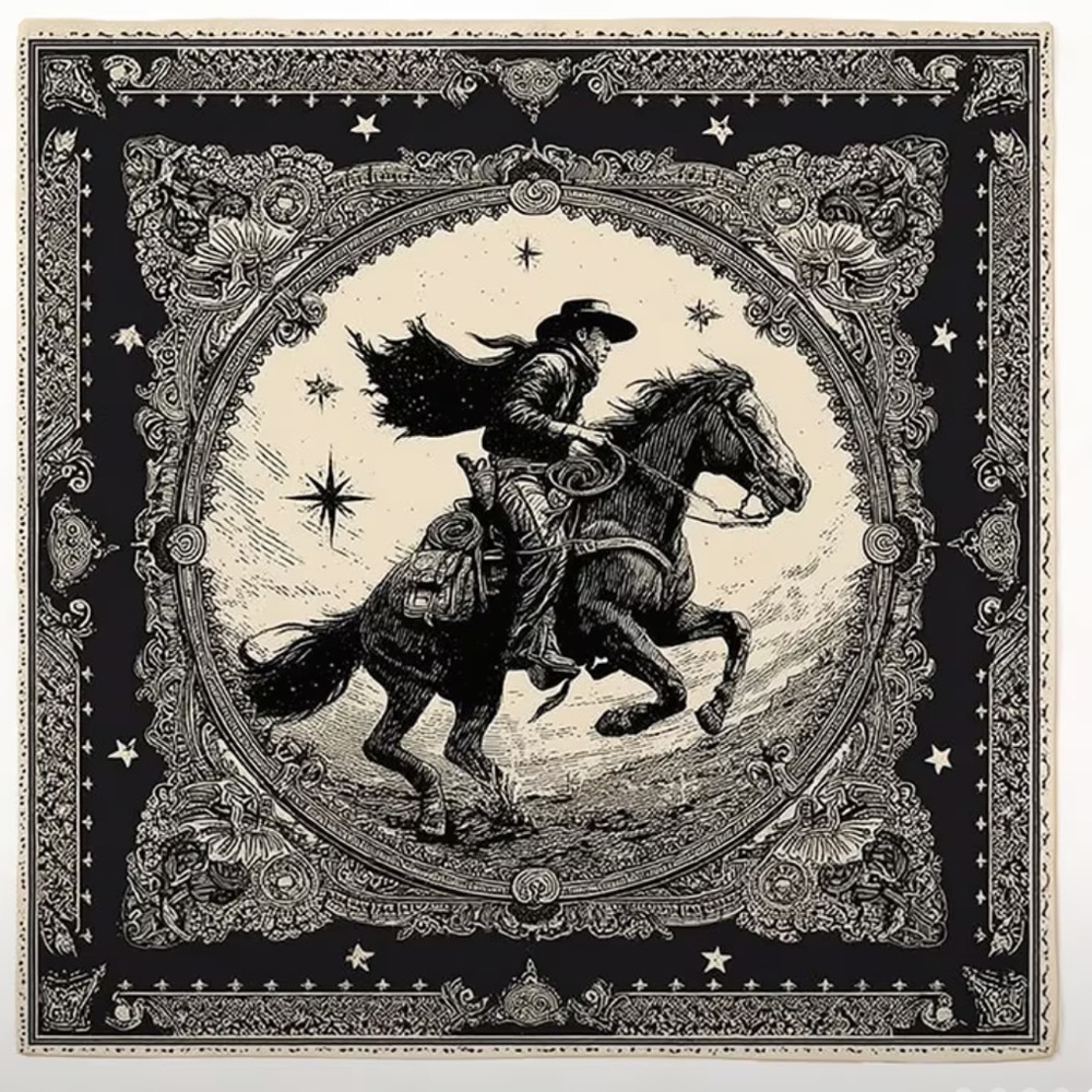 🖤 Western Cowboy Print Square Scarf / Bandana